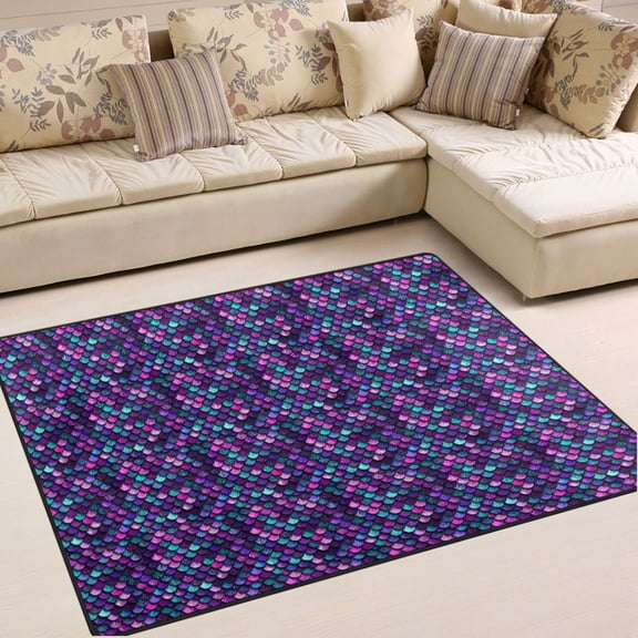 Ryvnso Glitter Scales Area Rug Floor Mats Non-Slip Home Carpet 63 x 48 inch