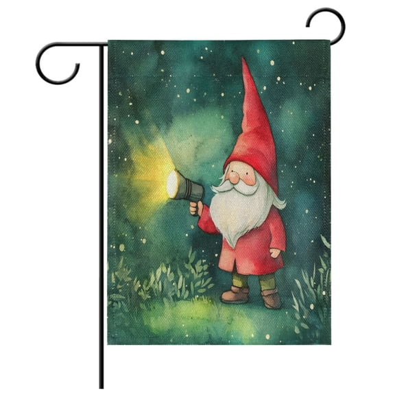 Ryvnso Gnome at Night Pattern Garden Flag 12x18 Inch Double Sided Seasonal Yard Decoration