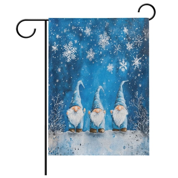 Ryvnso Gnome in Winter Snowflake Pattern Garden Flag 12x18 Inch Double Sided Seasonal Yard Decoration