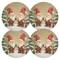 Ryvnso Gnomes Christmas Tree Round Plate Mats Dining Table Placemat Set of 4 for Holiday Decoration
