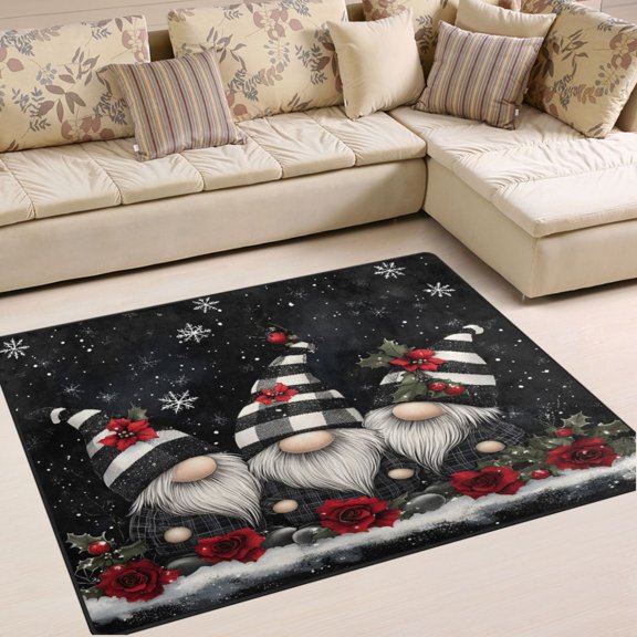 Ryvnso Gnomes Rose Flower Area Rug Floor Mats Non-Slip Home Carpet 63 x 48 inch