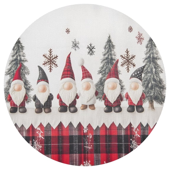 Ryvnso Gnomes Snowflakes Christmas Round Plate Mats Dining Table Placemat 1 Piece for Holiday Decoration