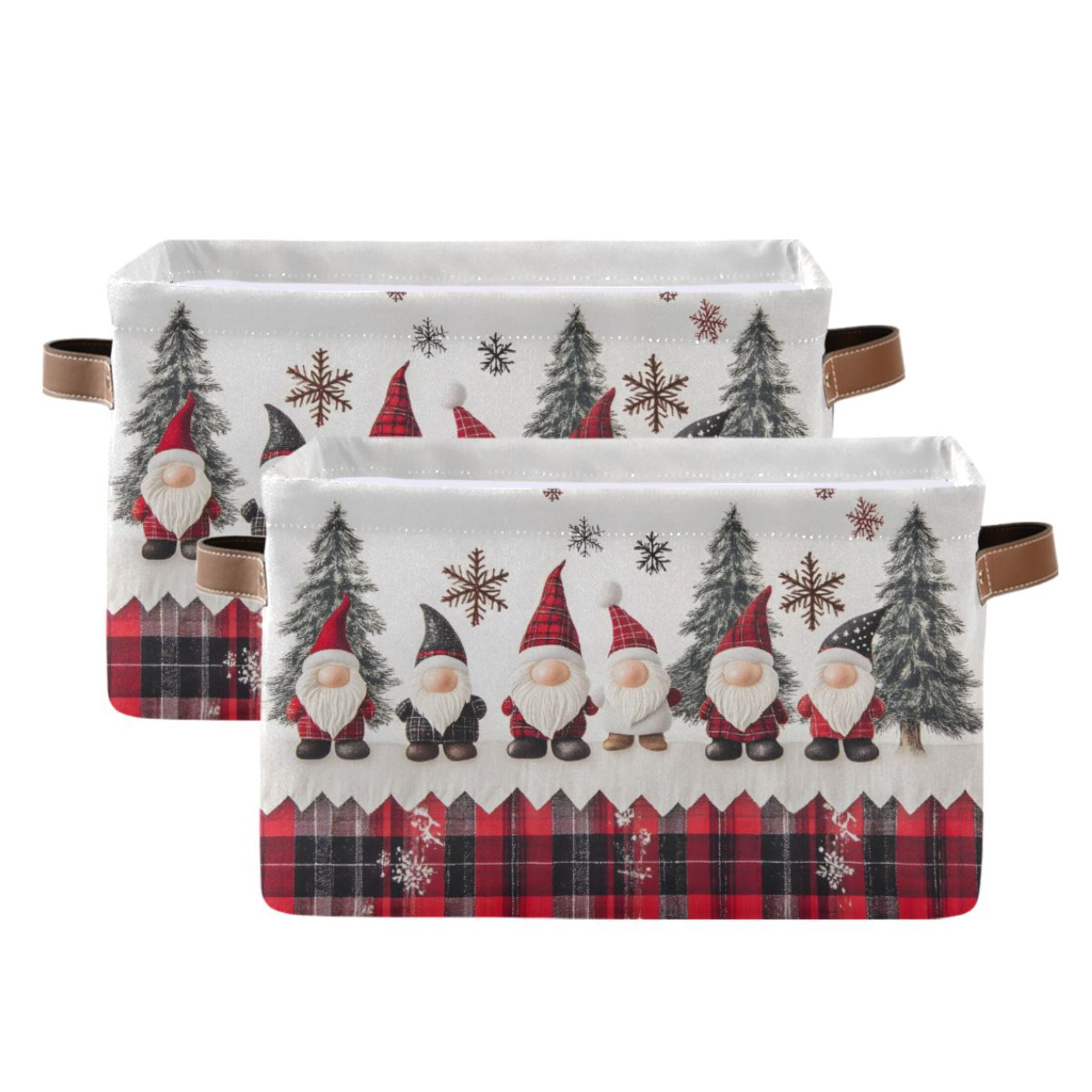 Ryvnso Gnomes Snowflakes Christmas Storage Basket Large Bin Foldable Boxes Toys Organizer 14.2x10.2x8.3in 2 PCs