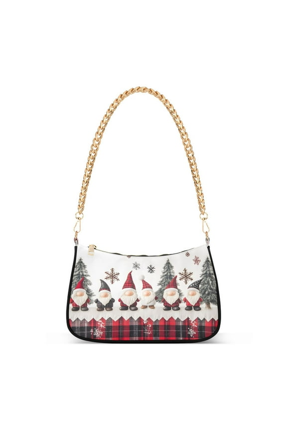 Gnomes Snowflakes Christmas Womens Chain Shoulder Bag Tote Handbags Clutch Hobo Purse with Zipper for Travel