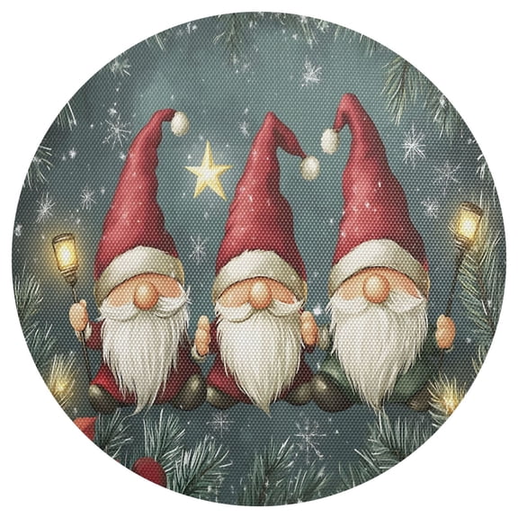Ryvnso Gnomes Star Christmas Round Plate Mats Dining Table Placemat 1 Piece for Holiday Decoration
