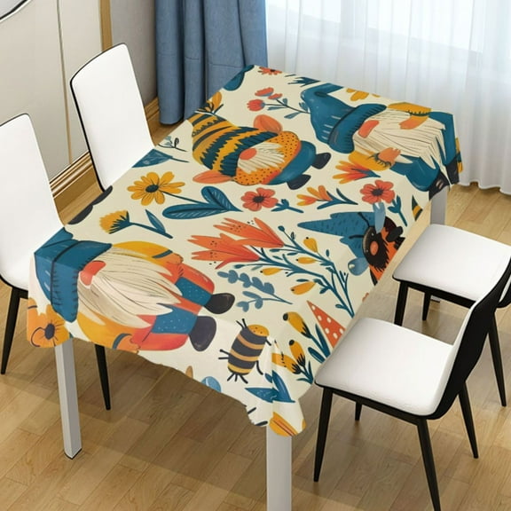 Ryvnso Gnomes and Floral Rectangle Table Cloth Tablecover Dinning Tablecloth 54"x54"