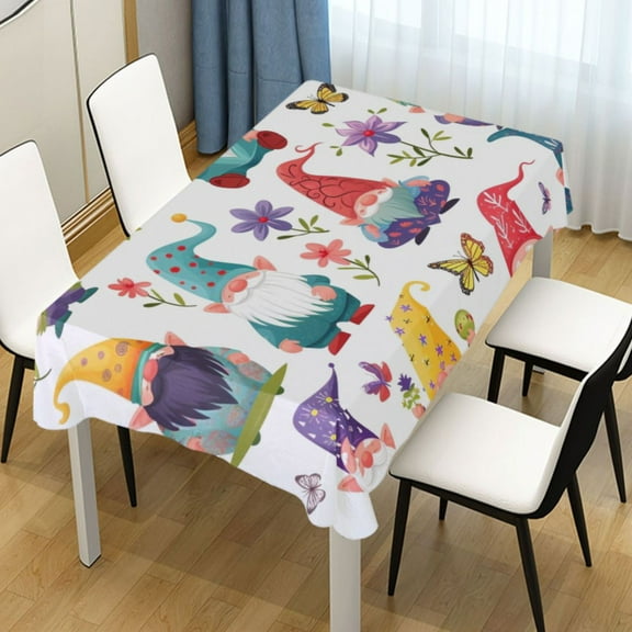 Ryvnso Gnomes with Butterflies Rectangle Table Cloth Tablecover Dinning Tablecloth 54"x54"