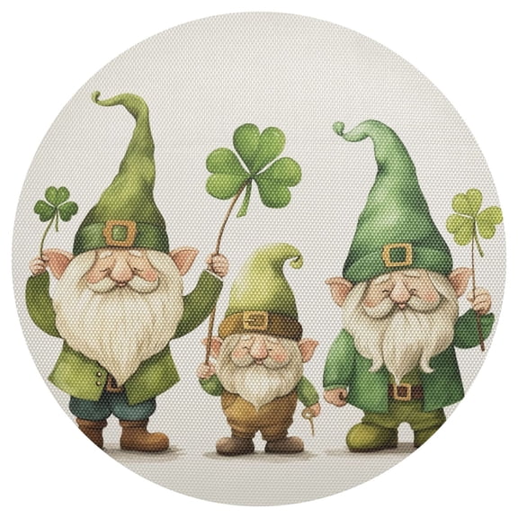 Ryvnso Gnomes with Clover Round Plate Mats Dining Table Placemat 1 Piece for Holiday Decoration