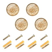 Ryvnso Gold Flower Cabinet Knobs Kitchen Door Round Pulls Drawers Dresser Cupboard Knob Set of 4