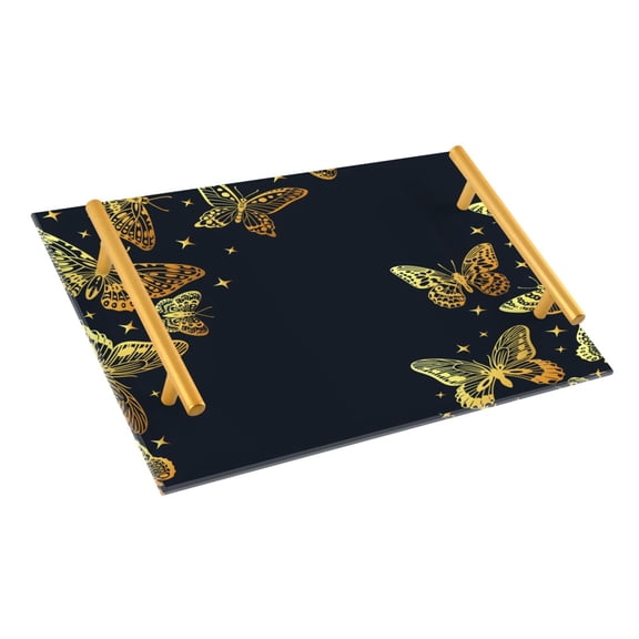 Ryvnso Golden Butterfly Bathroom Tray Vanity Countertop Trays Acrylic Organizer