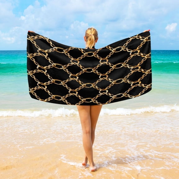 Ryvnso Golden Chains Oversized Beach Towel Microfiber Bath Blankets Swimming Fitness 37" x 74"
