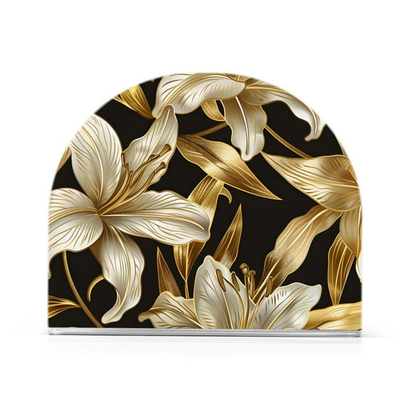 Ryvnso Golden Flower Acrylic Napkin Holder Table Kitchen Paper Tissue Organization 1 Pack