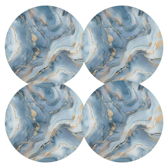 Ryvnso Golden and Blue Marble Round Plate Mats Dining Table Placemat Set of 4 for Holiday Decoration