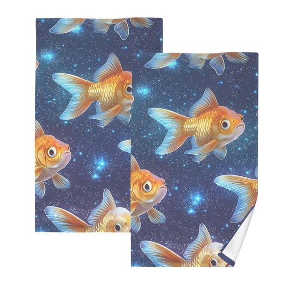 Ryvnso Goldfish in Starry Cotton Hand Towels Sets Face Towel 2 PCs Bathroom Decorative