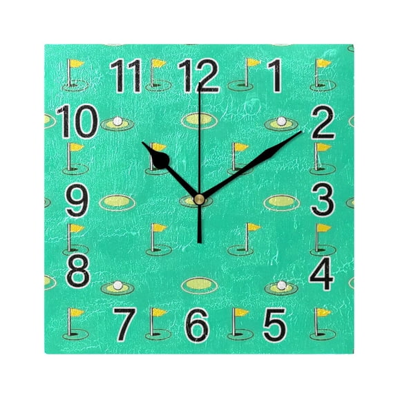 Ryvnso Golf Balls Wall Clock Square Silent Non-Ticking Battery Operated 7.78"