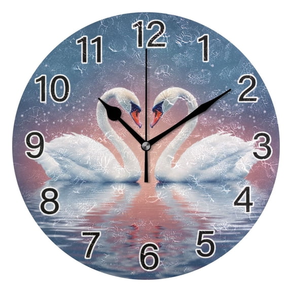 Ryvnso Goose Couple Wall Clock Non Ticking Silent Kitchen Clock Battery Operated Clocks 10 inch