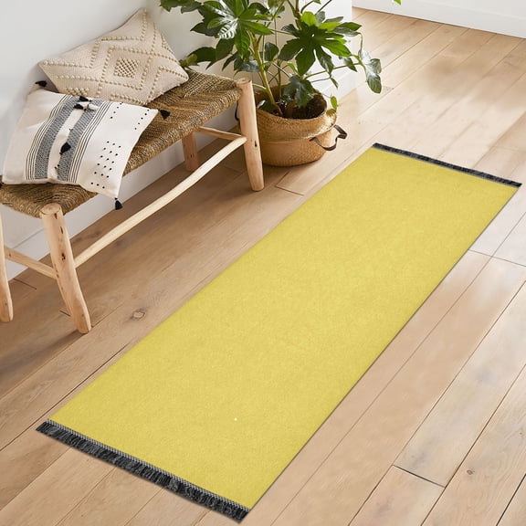 Ryvnso Goose Yellow Bedroom Runner Rug 2'x6' Hallway Area Carpet Non Slip Entryway Mat with Tassels