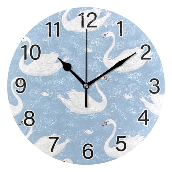 Ryvnso Gooses on Blue Wall Clock Non Ticking Silent Kitchen Clock Battery Operated Clocks 10 inch