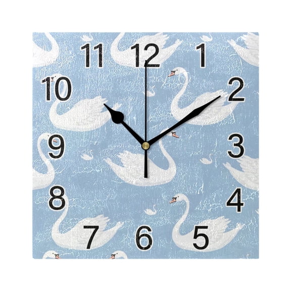 Ryvnso Gooses on Blue Wall Clock Square Silent Non-Ticking Battery Operated 7.78"
