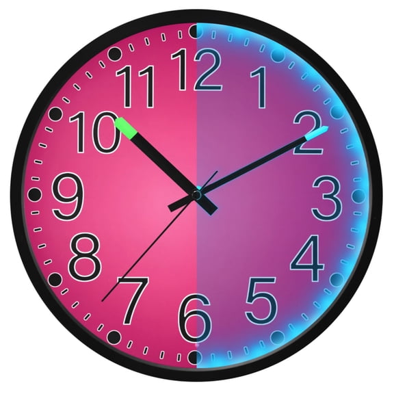 Ryvnso Gradient Deep Pink 12 Inch Night Light Wall Clock Silent Battery Operated Luminous Clocks