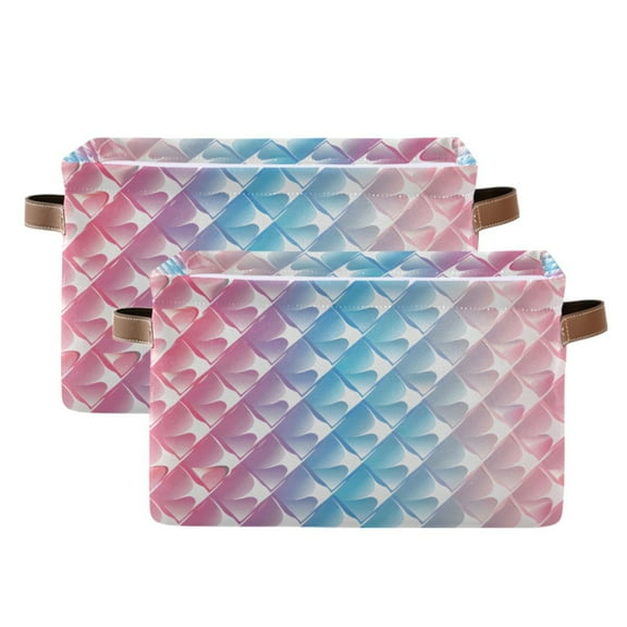 Ryvnso Gradient Geometric Design Storage Basket Large Bin Foldable Boxes Toys Organizer 14.2x10.2x8.3in 2 PCs