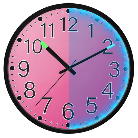 Ryvnso Gradient Pink 12 Inch Night Light Wall Clock Silent Battery Operated Luminous Clocks