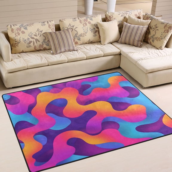 Ryvnso Gradient Rainbow Area Floor Rugs Soft Non-Slip Large Mats Nursery Carpets 63" x 48"