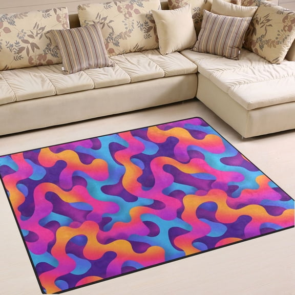 Ryvnso Gradient Rainbow Area Rug Floor Mats Non-Slip Home Carpet 80 x 58 inch