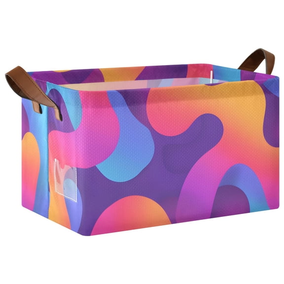 Ryvnso Gradient Rainbow Storage Bins Large Basket Foldable Cube Toys Organizer with Handles 1 PC