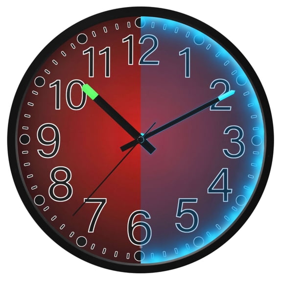 Ryvnso Gradient Red 12 Inch Night Light Wall Clock Silent Battery Operated Luminous Clocks