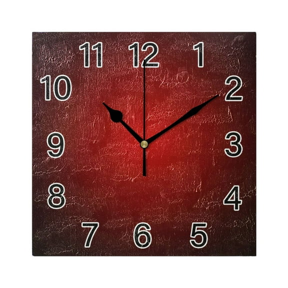 Ryvnso Gradient Red Wall Clock Square Silent Non-Ticking Battery Operated 7.78"