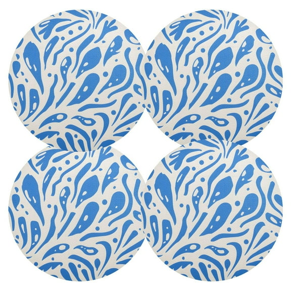 Ryvnso Graffiti Blue Round Plate Mats Dining Table Placemat Set of 4 for Holiday Decoration