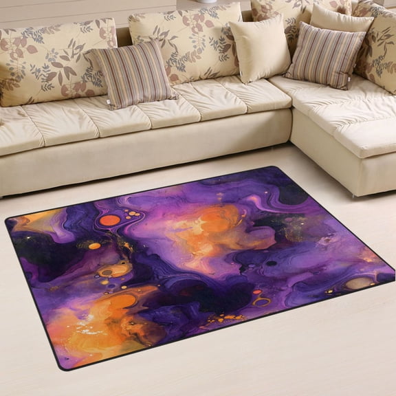 Ryvnso Graffiti Purple Marble Area Floor Mat Non-Slip Carpet Soft Rugs Doormats 60" x 39"