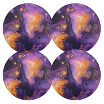 Ryvnso Graffiti Purple Marble Round Plate Mats Dining Table Placemat Set of 4 for Holiday Decoration