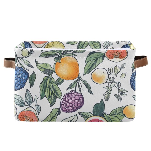 Ryvnso Grape Fruits Storage Basket Large Bin Foldable Boxes Toys Organizer 14.2x10.2x8.3in 1 PC