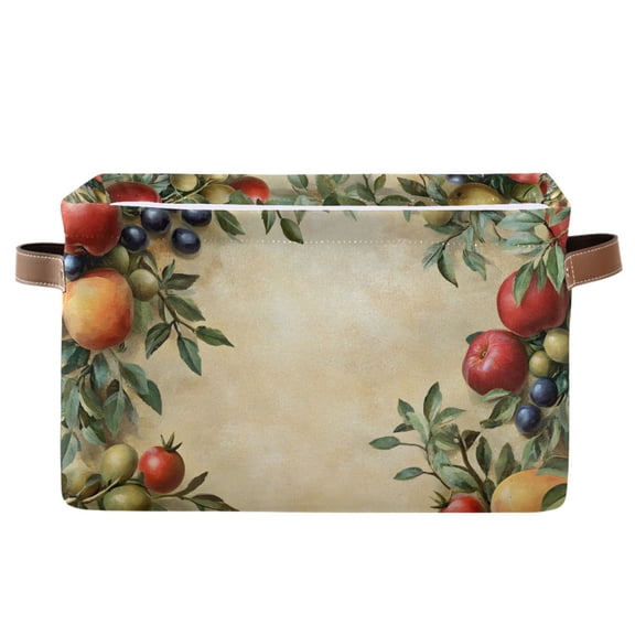 Ryvnso Grape Fruits Storage Basket Large Bin Foldable Boxes Toys Organizer 14.2x10.2x8.3in 1 PC