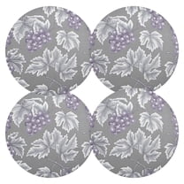Ryvnso Grape Print on Gray Round Plate Mats Dining Table Placemat Set of 4 for Holiday Decoration