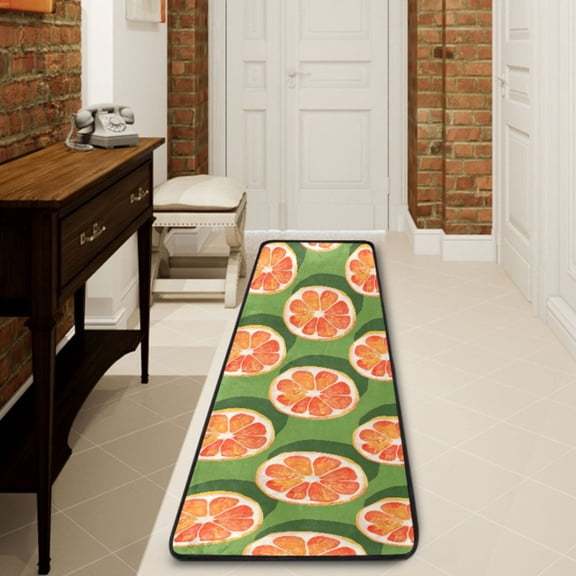 Ryvnso Grapefruit on Green Hallway Runner Rugs Floor Carpet Non Slip Entryway Mat 2' x 6'