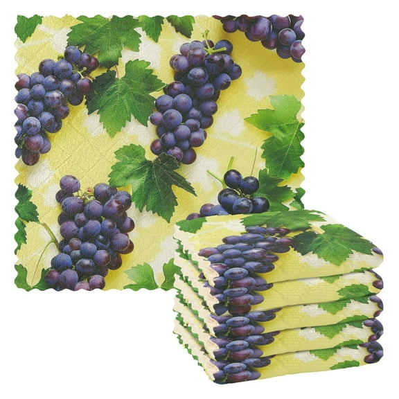 Ryvnso Grapes Fruit Kitchen Towels Dish Clothes for Drying Dishes Cleaning Absorbent Set of 6