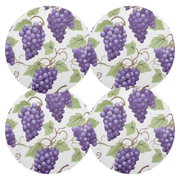 Ryvnso Grapes Fruit Round Plate Mats Dining Table Placemat Set of 4 for Holiday Decoration