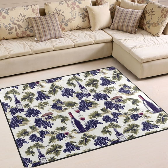 Ryvnso Grapes Wine Pattern Area Rug Floor Mats Non-Slip Home Carpet 80 x 58 inch