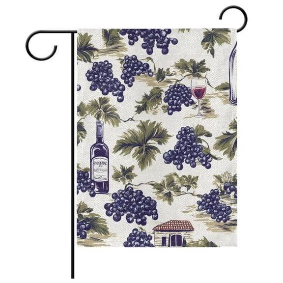 Ryvnso Grapes Wine Pattern Garden Flag 12x18 Inch Double Sided Seasonal Yard Decoration