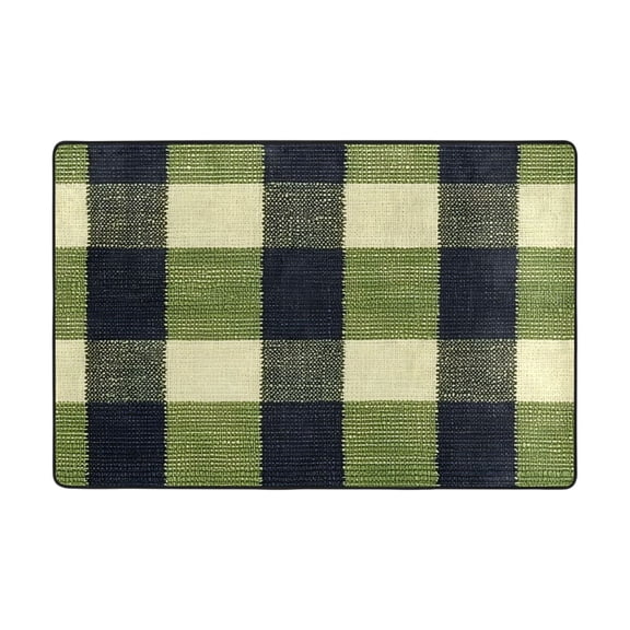 Ryvnso Green Checkered Area Floor Mats Large Nursery Rugs Non-Slip Carpets Doormat 36" x 24"