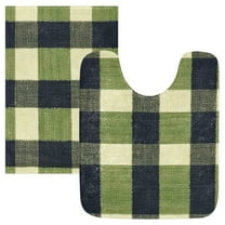 Ryvnso Green Checkered Bathroom Shaggy Rugs Toilet Mat Soft Contour Rug