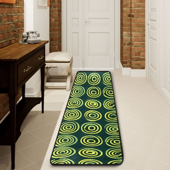 Ryvnso Green Circle Pattern Hallway Runner Rugs Floor Carpet Non Slip Entryway Mat 2' x 6'