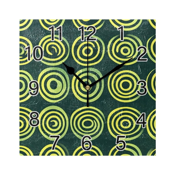 Ryvnso Green Circle Pattern Wall Clock Square Silent Non-Ticking Battery Operated 7.78"