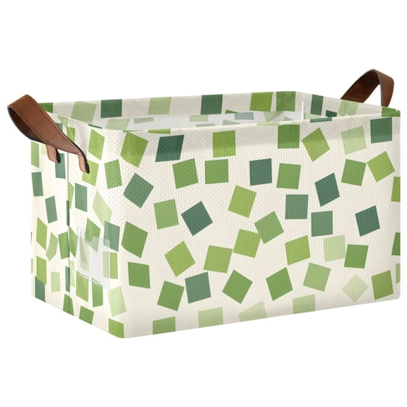 Ryvnso Green Geometric Storage Bins Large Basket Foldable Cube Toys Organizer with Handles 1 PC