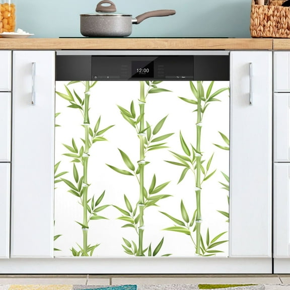 Ryvnso Green Leaves Print Dishwasher Magnetic Refrigerator Magnet Cover Kitchen Home Decorative 23"x26"