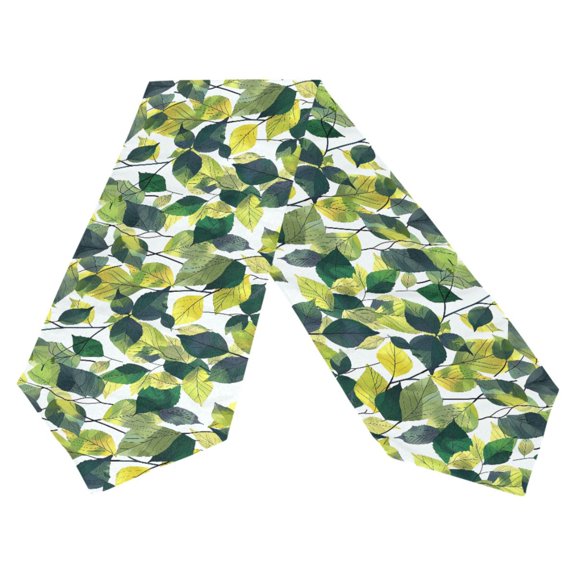 Ryvnso Green Leaves Summer Table Runner Tablecloth Home Decoration 13 x 90 inches