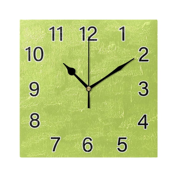 Ryvnso Green Pattern Wall Clock Square Silent Non-Ticking Battery Operated 7.78"